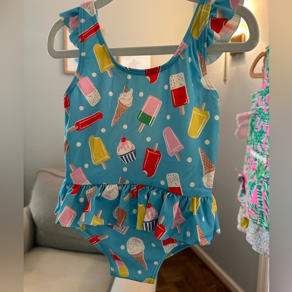 Popsicle Printed Bathing Suit with Ruffles, Size 18-24 Months